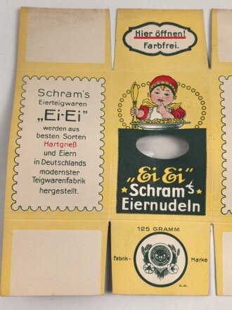 Verpackung " Schram´s Eiernudeln " Maße 18,5 x 27cm, ungebrauchtes Firmenmuster