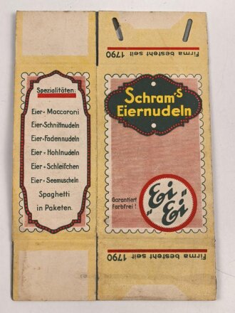 Verpackung "Schram´s Eiernudeln" Maße 12,5 x 19cm, ungebrauchtes Firmenmuster