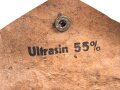 Allgemeine Schutzbrille Wehrmacht in Hülle aus Ersatzmaterial. Umbral Gläser ( getönt) , mit beiliegendem Hinweiszettel, dieser mit Druckvermerk von 1942