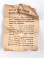 Allgemeine Schutzbrille Wehrmacht in Hülle aus Ersatzmaterial. Umbral Gläser ( getönt) , mit beiliegendem Hinweiszettel, dieser mit Druckvermerk von 1942