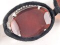 Getönte Brille mit Aluminiumrahmen, sieht man so immer wieder auf Fotos bei Angehörigen der Gebirgstruppe. Ungetragen, Gummiband ohne Funktion