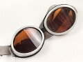 Getönte Brille mit Aluminiumrahmen, sieht man so immer wieder auf Fotos bei Angehörigen der Gebirgstruppe. Ungetragen, Gummiband ohne Funktion