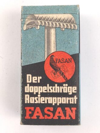 "FASAN" Rasierapparat aus weißer Preßmasse. Ungebraucht, in der originalen Umverpackung