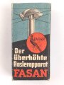 "FASAN" Rasierapparat aus weißer Preßmasse. Ungebraucht, in der originalen Umverpackung