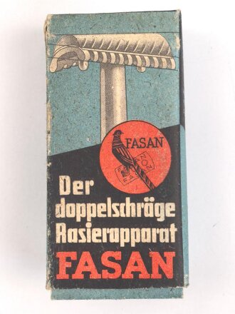 "FASAN" Rasierapparat aus weißer Preßmasse. Ungebraucht, in der originalen Umverpackung