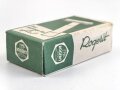 "Rogerit" Rasierapparat aus brauner Preßmasse. Ungebraucht, in der originalen Umverpackung, diese leicht zerdrückt