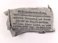 Verbandpäckchen kleines Modell datiert 1941 , gehört so unser anderem in Verbandkästen der Wehrmacht und des Luftschutz