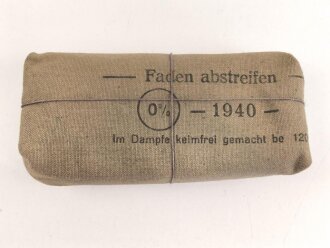 Verbandpäckchen großes Modell datiert 1940 , gehört so unter anderem in Verbandkästen der Wehrmacht und des Luftschutz