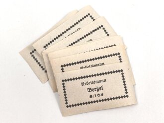 Reichsarbeitsdienst , Wäscheetikett für einen Arbeitsmann, ca. 3,5 x 6 cm, gummiertes Papier, ungebraucht, sie erhalten ein( 1 ) Stück