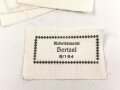 Reichsarbeitsdienst , Wäscheetikett für einen Arbeitsmann 8/164, ca. 4 x 6,5 cm, Textil, ungebraucht, sie erhalten ein( 1 ) Stück
