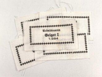 Reichsarbeitsdienst , Wäscheetikett für einen Arbeitsmann "Steiger 1/294", ca. 3,5 x 6 cm, Textil, ungebraucht, sie erhalten ein( 1 ) Stück