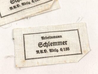 Reichsarbeitsdienst , Wäscheetikett für einen...