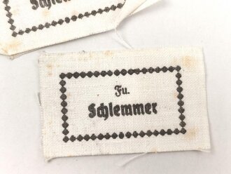 Wäscheetikett für einen Funker "Schlemmer " etwa 3,5 x 5,5cm, Textil, ungebraucht, sie erhalten ein( 1 ) Stück