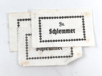 Wäscheetikett für einen Funker "Schlemmer " etwa 3,5 x 5,5cm, Textil, ungebraucht, sie erhalten ein( 1 ) Stück