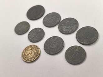 Neun Stück Kleinmünzen III.Reich