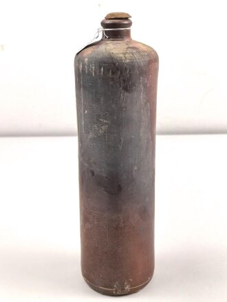 Reizstoff Flasche (leer), zum Testen von Gasmasken Wehrmacht, Originales Etikett, gmp = Schering, Höhe mit Stopfen etwa 30cm
