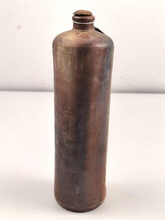 Reizstoff Flasche (leer), zum Testen von Gasmasken Wehrmacht, Originales Etikett, gmp = Schering, Höhe mit Stopfen etwa 30cm