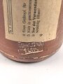 Reizstoff Flasche (leer), zum Testen von Gasmasken Wehrmacht, Originales Etikett, gmp = Schering, Höhe mit Stopfen etwa 30cm