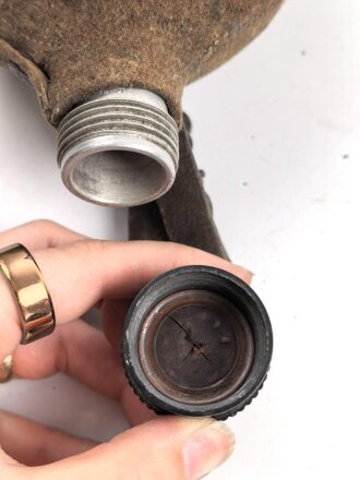 Feldflasche Wehrmacht, durchgängig HRE41 gestempelt, gebraucht