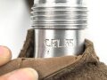 Labeflasche Wehrmacht für Sanitätspersonal. Getragenes Stück mit Mottenschäden, Trageriemen fehlt