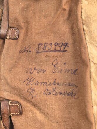 1.Weltkrieg Tornister . Ungereinigter Fundzustand