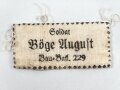 Wäscheetikett für einen Angehörigen im Bau Batl. 229. maße etwa 2 x 4cm