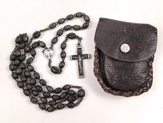 Rosenkranz mit Kreuz in kleinerm Lederetui