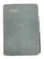 Notizbuch "Taschenbuch 1940" mit Kalender, zum Teil ausgefüllt