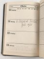 Notizbuch "Taschenbuch 1940" mit Kalender, zum Teil ausgefüllt