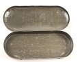 Schutzbrille Wehrmacht. Eiserner Rahmen mit Glas, in Blechetui, dieses original lackiert