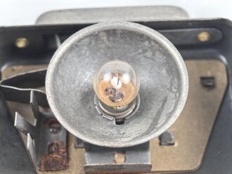 Taschenlampe ohne Bezeichnung, blauer und orangener Schieber. Ungereinigt, Originallack