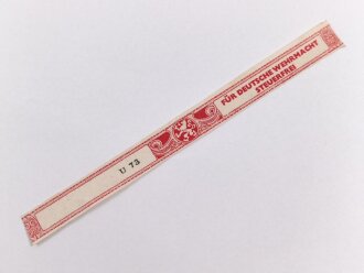 Papierbanderole für 20 Zigarillos " Für Deutsche Wehrmacht Steuerfrei" Maße etwa 1 x 17cm
