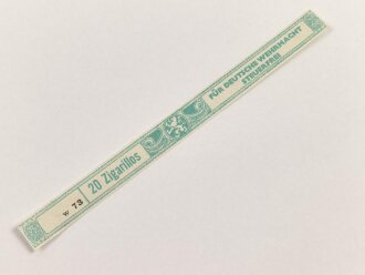 Papierbanderole für 20 Zigarillos " Für Deutsche Wehrmacht Steuerfrei" Maße etwa 1 x 17cm