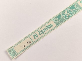 Papierbanderole für 20 Zigarillos " Für Deutsche Wehrmacht Steuerfrei" Maße etwa 1 x 17cm