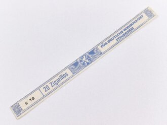 Papierbanderole für 20 Zigarillos " Für Deutsche Wehrmacht Steuerfrei" Maße etwa 1 x 17cm