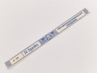 Papierbanderole für 20 Zigarillos " Für Deutsche Wehrmacht Steuerfrei" Maße etwa 1 x 17cm