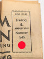 "Wacht im Südosten" Deutsche Soldatenzeitung, Nummer 545 von 1941