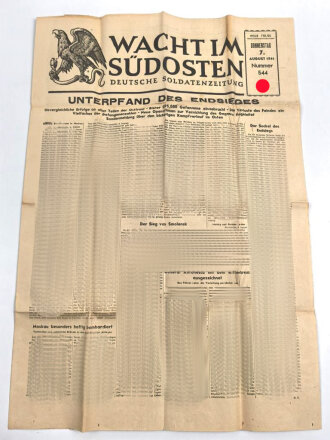 "Wacht im Südosten" Deutsche Soldatenzeitung, Nummer 544 von 1941