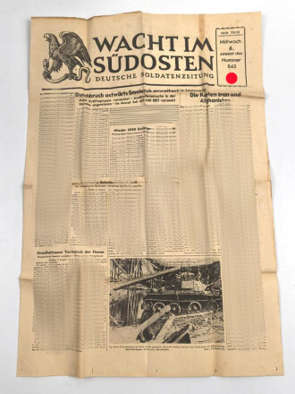 "Wacht im Südosten" Deutsche Soldatenzeitung, Nummer 543 von 1941