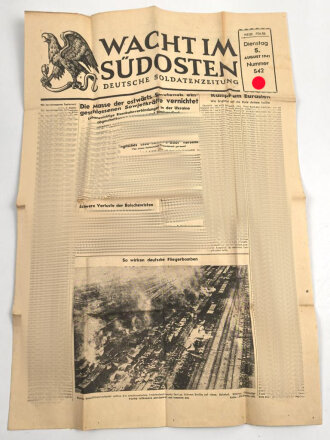 "Wacht im Südosten" Deutsche Soldatenzeitung, Nummer 542 von 1941