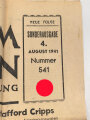 "Wacht im Südosten" Deutsche Soldatenzeitung, Nummer 541 von 1941, Nur 1 Seite
