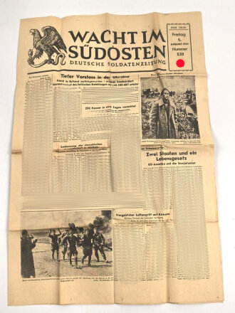 "Wacht im Südosten" Deutsche Soldatenzeitung, Nummer 538 von 1941