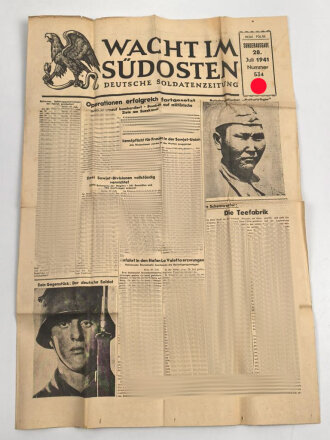 "Wacht im Südosten" Deutsche Soldatenzeitung, Nummer 534 von 1941