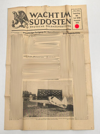 "Wacht im Südosten" Deutsche Soldatenzeitung, Nummer 532 von 1941