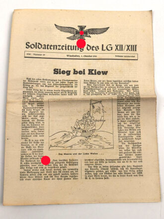 "Soldatenzeitung des LG XII/XIII", Nr. 39, Wiesbaden, 1. Oktober 1941, DIN A4