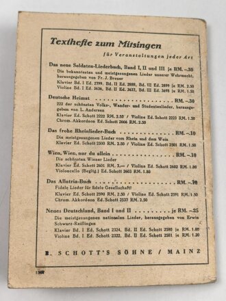 "Das neue Soldaten-Liederbuch" , Textbuch mit Melodien 2 stimmig, Heft 2, 80 Seiten, gebraucht