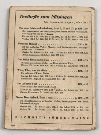"Das neue Soldaten-Liederbuch" , Textbuch mit Melodien 2 stimmig, Heft 3, 80 Seiten, gebraucht