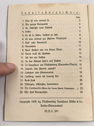 "Singende Kameraden" 1 Heft, Lieder von Herms Niel, 24 Seiten, DIN A6