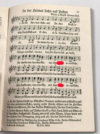 "Singende Kameraden" 1 Heft, Lieder von Herms Niel, 24 Seiten, DIN A6