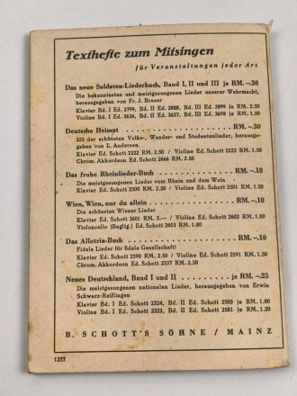 "Das neue Soldaten-Liederbuch" , Textbuch mit Melodien 2 stimmig, Heft 1, 80 Seiten, gebraucht